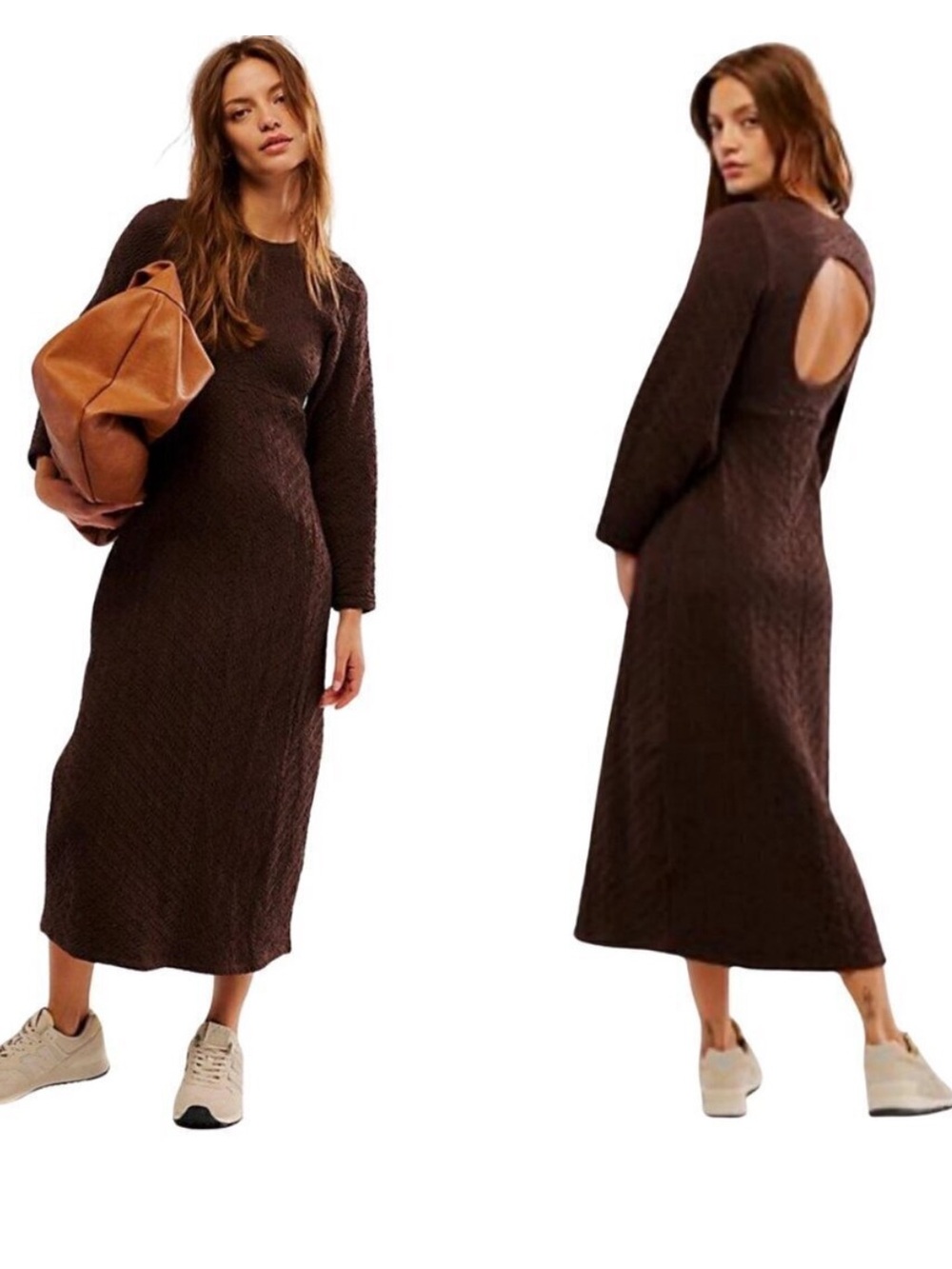 NWT Free People Gabby Seamless Dress in Brown M/L